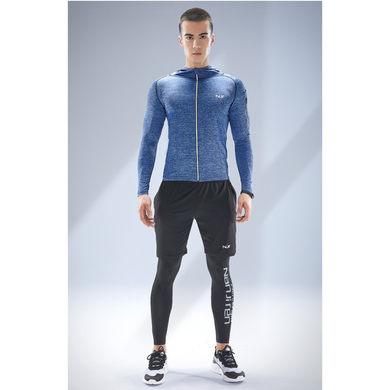 Компресійний чоловічий комплект одягу для тренувань NJR 5в1 M Чорний-Синій (NJR-03)