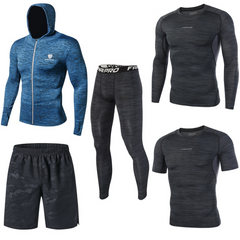 Компрессионный мужской комплект одежды для тренировок и спорта Fannai 5в1 M Синий (FNKV-02)