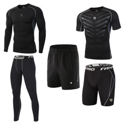 Компрессионный мужской комплект одежды для тренировок и спорта Fannai 5в1 M Черный (FNKB-02)