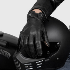 Мотоперчатки кожаные сенсорные винтажный стиль VEMAR М Черные VE-198