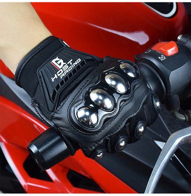 Мотоперчатки сенсорные тканевые с металлической защитой костяшек кулака GHOST RASING М Черные GR-ST03