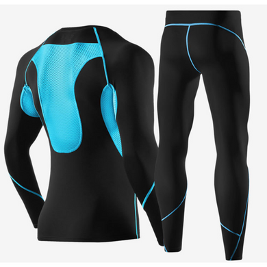Компрессионный мужской комплект одежды для тренировок и спорта TRYSIL 2в1 M Черный-Синий (TYL11610-01)