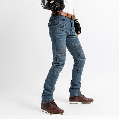 Мотоджинсы с внутренней защитой колен и наружной части бедра (мотоштаны для эндуро, джинсы для мотоцикла, для чопперов) MOTO PANTS M Синий MP-0110