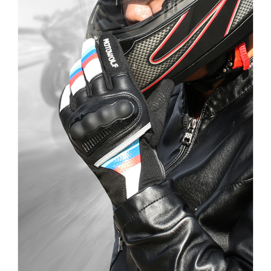 Мотоперчатки шкіра-текстиль із захистом кісточок кулака MOTOWOLF M Чорний-Синій MDL0308