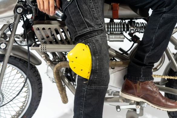 Мотоджинсы с боковыми карманами, внутренней защитой колен и наружной части бедра (мотоштаны для эндуро, джинсы для мотоцикла, для чопперов) MOTOLANG M Черные MP-00161