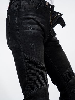 Мотоджинсы с внутренней защитой колен и наружной части бедра (мотоштаны для эндуро, джинсы для мотоцикла, для чопперов) MOTO PANTS M Черные MP-00116