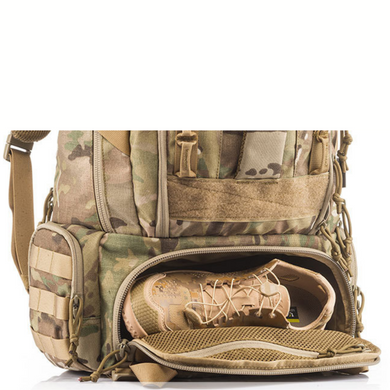 Рюкзак тактичний з кишенею для шолома, каски і знімним Рпс поясом Койот YAKEDA 55L Coyote KYF050CB