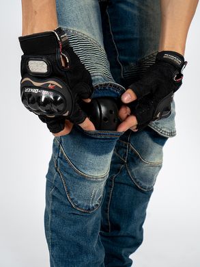 Мотоджинсы с внутренней защитой колен и наружной части бедра (мотоштаны для эндуро, джинсы для мотоцикла, для чопперов) MOTO PANTS M Синий MP-0116