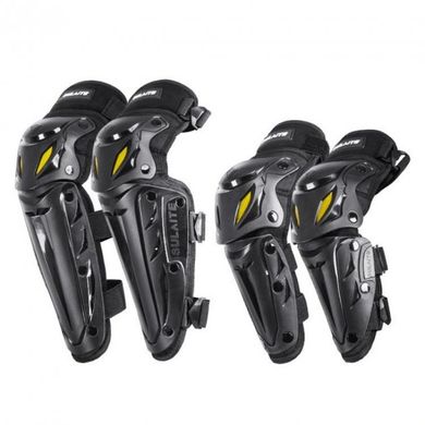 Комплект мотозахисту, мотонаколеннікі і мотоналокотнікі SULAITE з рефлекторами світла, (Захист колін, ліктів, гомілки і передпліччя) SLT1201 Чорні