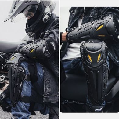 Комплект мотозахисту, мотонаколеннікі і мотоналокотнікі SULAITE з рефлекторами світла, (Захист колін, ліктів, гомілки і передпліччя) SLT1201 Чорні