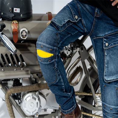 Мотоджинси з боковими карманами, внутрішнім захистом колін і зовнішньої частини стегна (мотоштани для ендуро, джинси для мотоцикла, для чопперів) MOTOLANG M Синій MP-0138