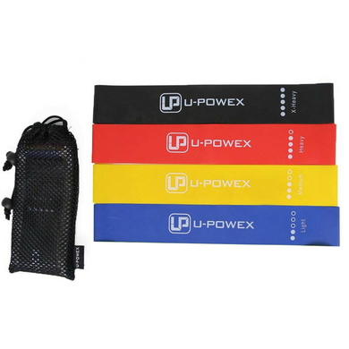 Резинки для фитнеса и спорта U-Powex, резинка - еспандер для тренировок Набор из 4 штук Разноцветные UP03