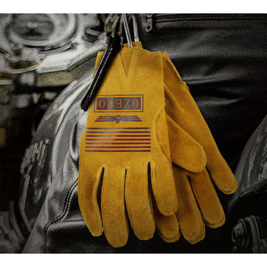 Мотоперчатки из натуральной кожи, замшевые, винтажный стиль OZERO Желтый M OZY1798871