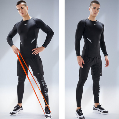 Компресійний чоловічий комплект одягу для тренувань NJR 5в1 M Чорний (NJR-01)