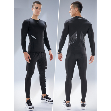 Компрессионный мужской комплект одежды для тренировок NJR 5в1 M Черный (NJR-01)