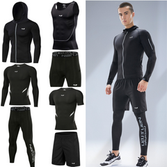 Компресійний чоловічий комплект одягу для тренувань NJR 7в1 M Чорний (NJR-02)