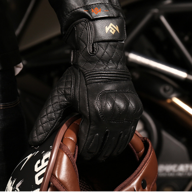 Мотоперчатки кожаные сенсорные с защитой костяшек кулака MASAKAFA L Черные MS0316-1