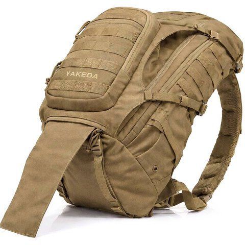Рюкзак тактический Yakeda 45L с карманом под оружие и шлем Койот