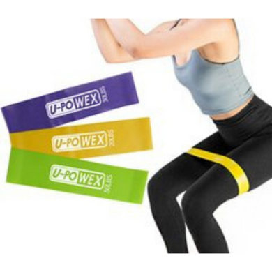Резинки для фитнеса и спорта U-powex Широкие, эспандер для тренировок комплект из 3 штук Разноцветные L001