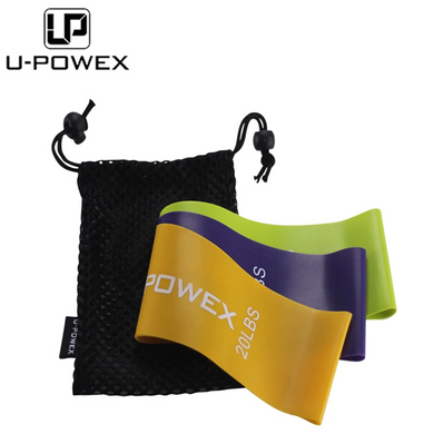 Гумки для фітнесу та спорту, еспандер для тренувань U-powex Широкі комплект з 3 штук Різнокольорові L001