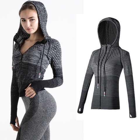 Спортивная кофта для фитнеса с капюшоном NAQIYA L Серая KS02